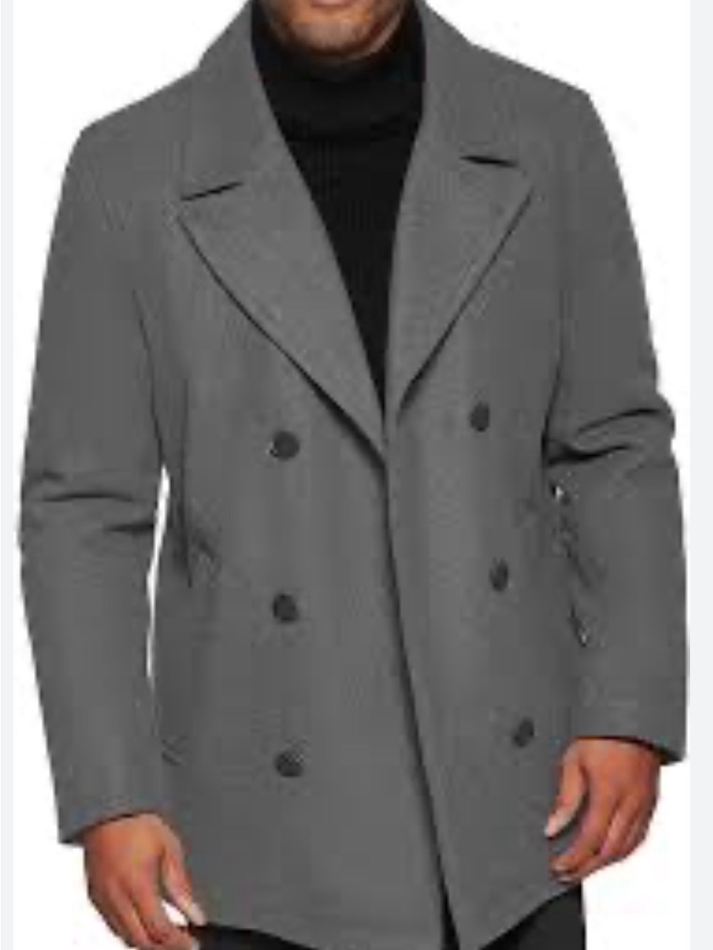 Men’s Michael Kors Wool Blend Classic Double-Breasted Men's Gray Peacoat Large